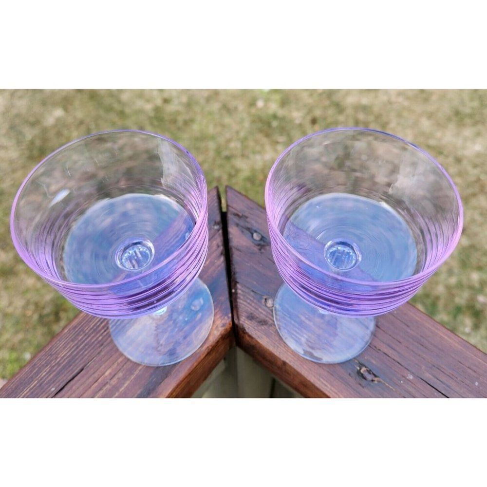 2 Block Watercolors Twilight Lilac Purple Alexandrite Neodymium Stemware Glass - Picture 3 of 8